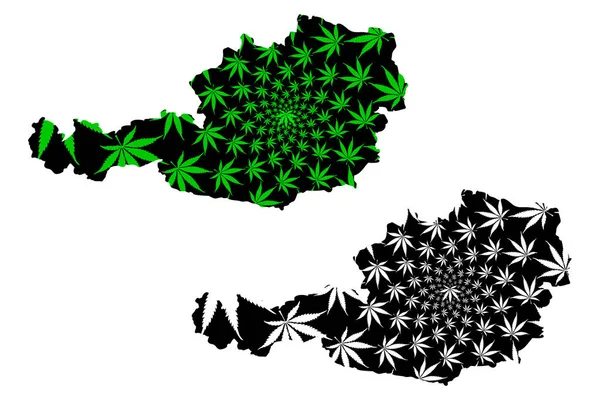 Áustria - mapa é projetado folha de cannabis — Vetor de Stock