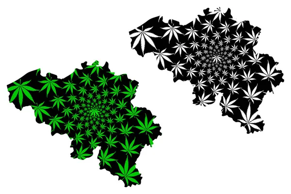 Belgium - map is designed cannabis leaf — Stock Vector