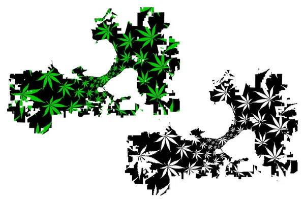 麦迪逊市-地图是设计大麻叶 — 图库矢量图片