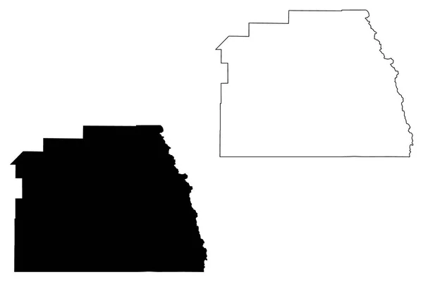 Condado de Tulare, California mapa vector — Vector de stock