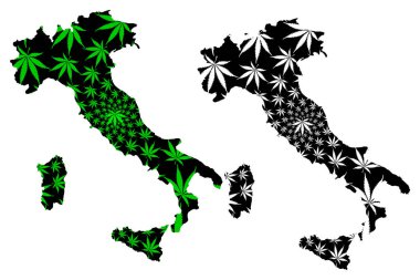 İtalya-harita kenevir yaprağı tasarlanmıştır