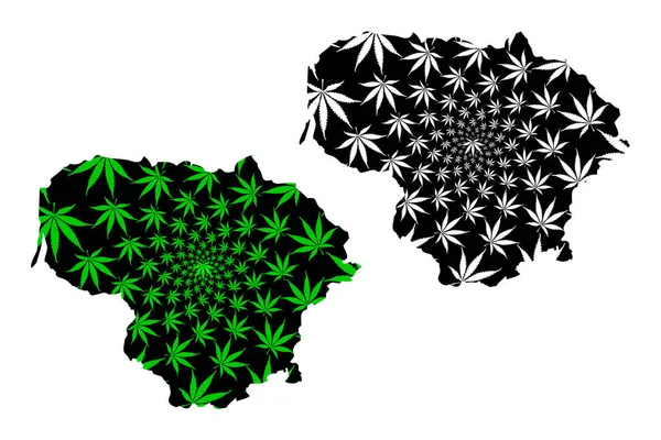 Lituania - mapa está diseñado hoja de cannabis — Archivo Imágenes Vectoriales