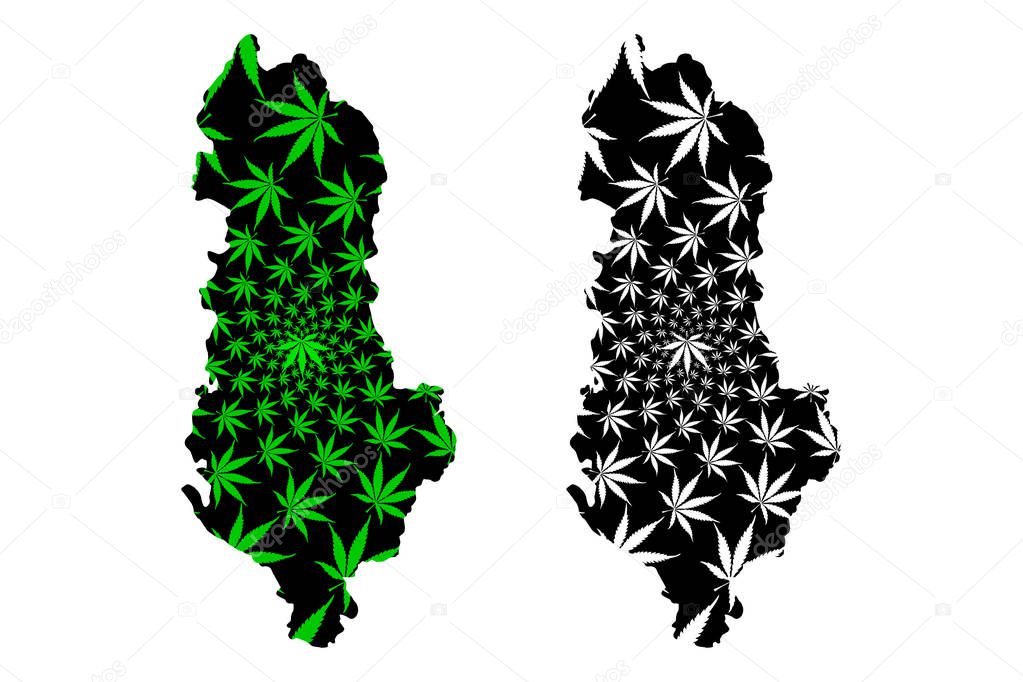 Albania - map is designed cannabis leaf