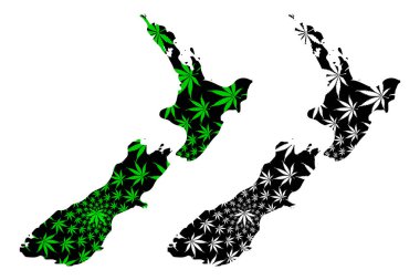 Yeni Zelanda-harita kenevir yaprağı tasarlanmıştır