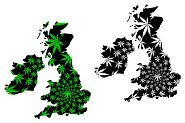 İngiliz Isles-harita kenevir yaprağı tasarlanmıştır