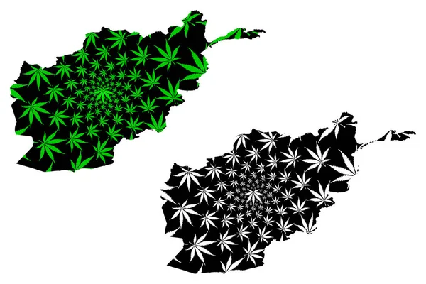 Afghanistan - mappa è progettata foglia di cannabis — Vettoriale Stock