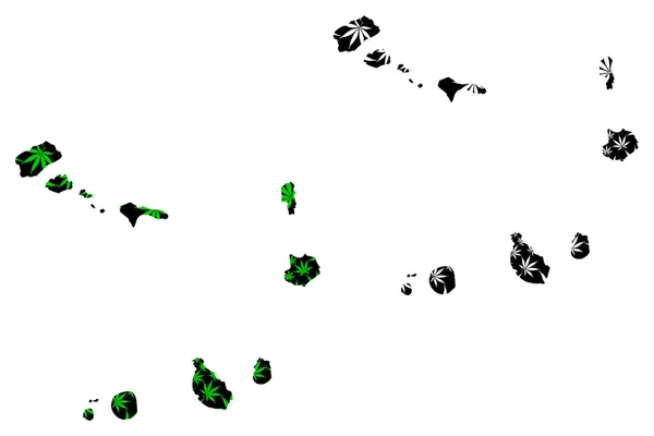 Πράσινο Ακρωτήριο-Χάρτης είναι σχεδιασμένο φύλλο κάνναβης — Διανυσματικό Αρχείο