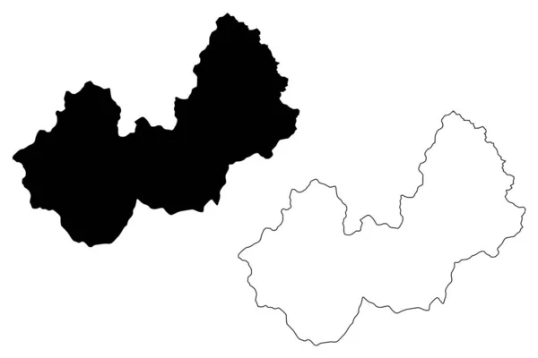 努里斯坦省地图 — 图库矢量图片
