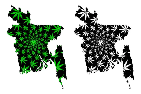 Bangladesh - mapa está diseñado hoja de cannabis — Vector de stock