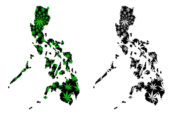 Philippines - map is designed cannabis leaf Royalty Free Stock Vectors