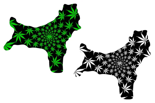 Ilha Christmas mapa é projetado folha de cannabis — Vetor de Stock