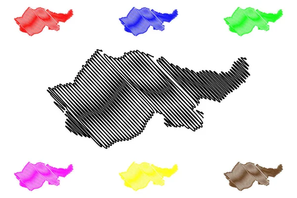 ダフーク県地図ベクトル — ストックベクタ