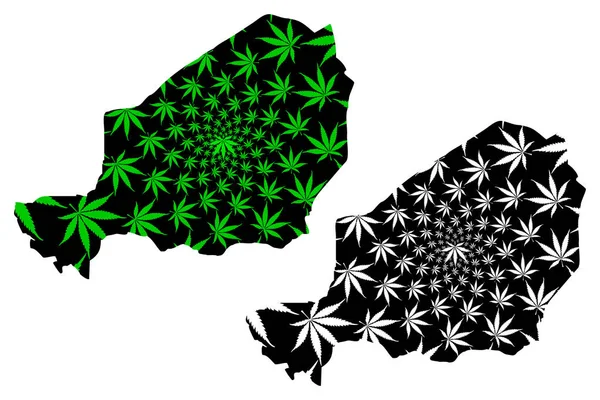 Níger - mapa está diseñado hoja de cannabis — Vector de stock