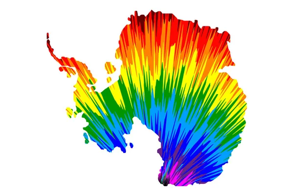 Antártida continente - mapa está diseñado arco iris patrón colorido abstracto — Archivo Imágenes Vectoriales