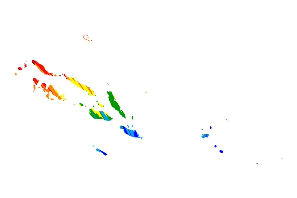 Wyspy Salomona-mapa jest zaprojektowana tęcza abstrakcyjny kolorowy wzór — Wektor stockowy