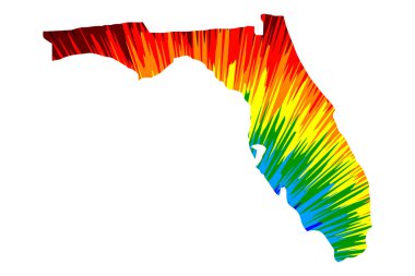 Florida - harita gökkuşağı soyut renkli desen tasarlanmıştır