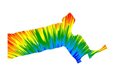 Massachusetts Commonwealth - harita gökkuşağı soyut renkli desen tasarlanmıştır