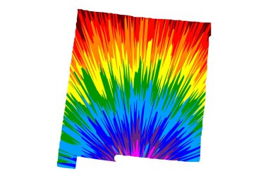 New Mexico - harita gökkuşağı soyut renkli desen tasarlanmıştır