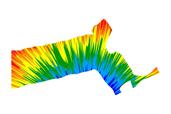 Commonwealth of Massachusetts - map is designed rainbow abstract colorful pattern — Stock Vector