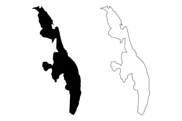 Provincia del Este, Sri Lanka mapa vecto — Vector de stock