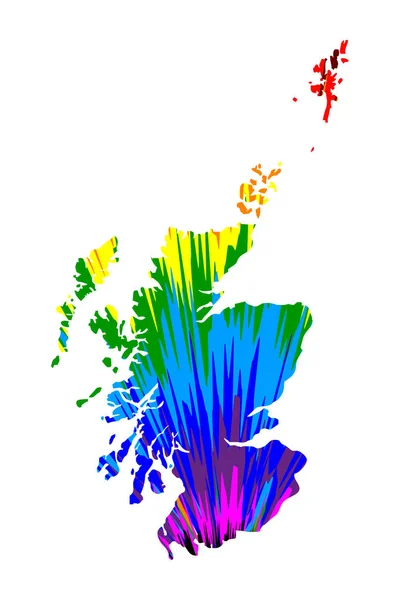 Skottland-karta är utformad Rainbow abstrakt färgglada mönster — Stock vektor