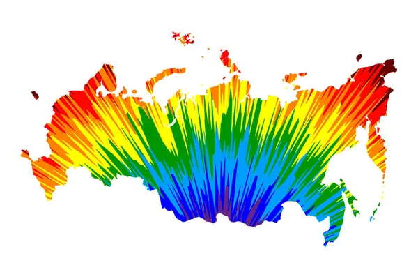 Rússia - mapa é projetado arco-íris padrão colorido abstrato —  Vetores de Stock