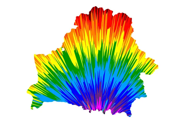 Bielorrusia - mapa está diseñado arco iris patrón colorido abstracto — Archivo Imágenes Vectoriales