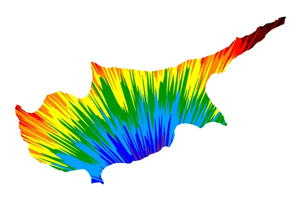 Chipre - mapa está diseñado arco iris patrón colorido abstracto — Archivo Imágenes Vectoriales