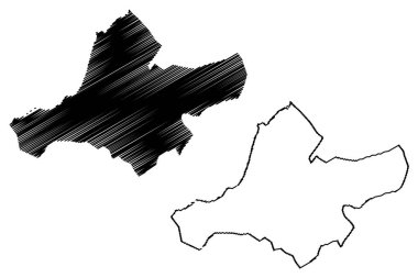 Ain Temouchent Eyaleti (Cezayir eyaletleri, Cezayir Halk Demokratik Cumhuriyeti) harita vektör illüstrasyon, karalama kroki Ain Temouchent ma