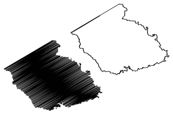 Comté de Burleson, Texas (Comtés du Texas, États-Unis d'Amérique, États-Unis d'Amérique, États-Unis d'Amérique) illustration vectorielle de la carte, croquis en croquis Burleson carte — Image vectorielle