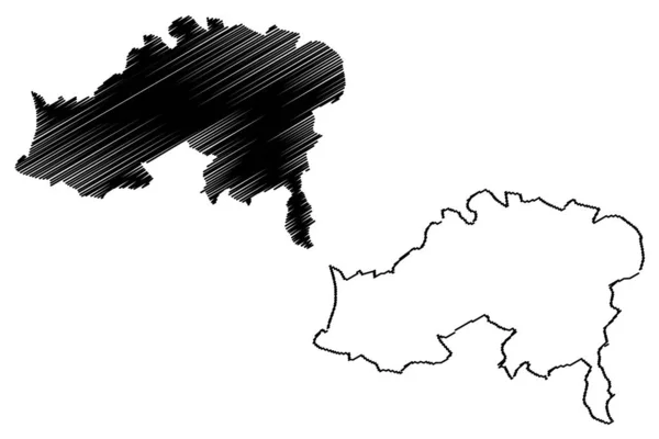 Provincia de Batna (provincias de Argelia, República Popular Democrática de Argelia) mapa vector ilustración, garabato boceto Batna ma — Vector de stock