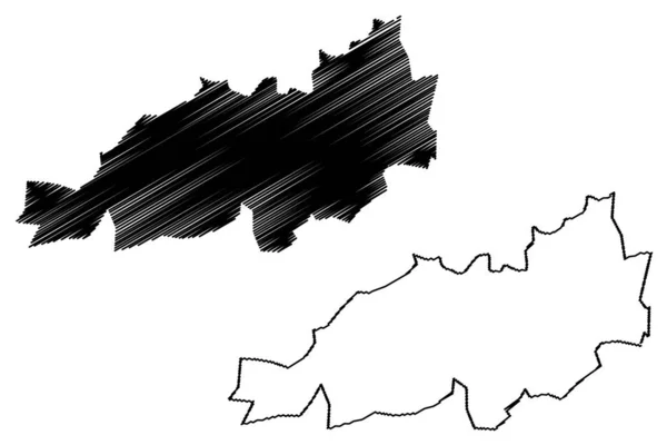 Província de Blida (Províncias da Argélia, República Democrática Popular da Argélia) mapa ilustração vetorial, esboço de rabiscos Blida ma — Vetor de Stock