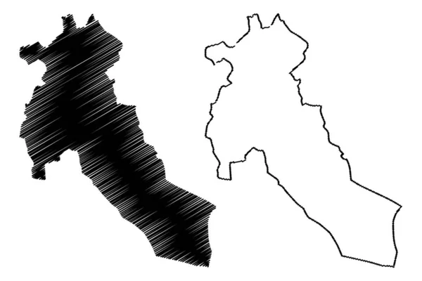 Província de Djelfa (províncias da Argélia, República Democrática Popular da Argélia) mapa ilustração vetorial, esboço de rabiscos Djelfa ma — Vetor de Stock