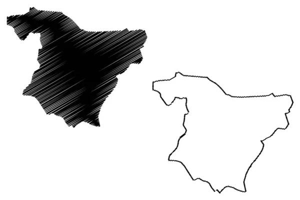 Provincia de Bouira (Provincias de Argelia, República Popular Democrática de Argelia) mapa vector ilustración, boceto garabato Bouira ma — Vector de stock