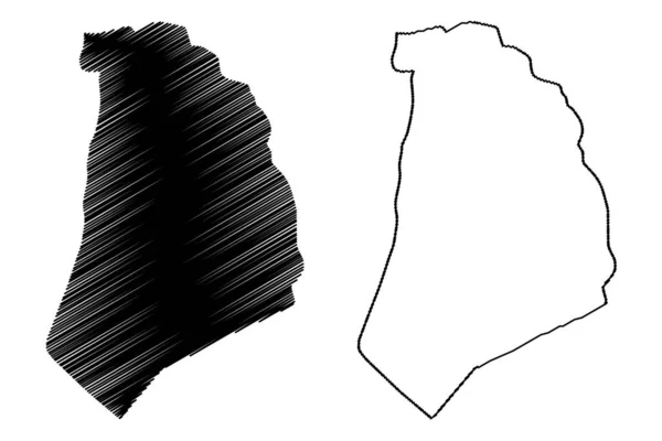 Província de El Bayadh (províncias da Argélia, República Democrática Popular da Argélia) mapa ilustração vetorial, esboço de rabiscos El Bayadh ma — Vetor de Stock