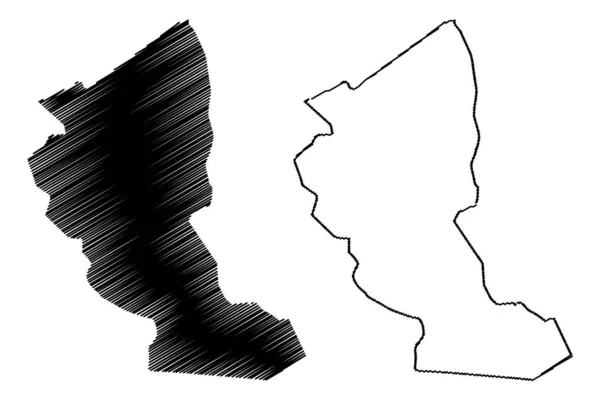 Illizi Eyaleti (Cezayir Vilayetleri, Cezayir Halk Demokratik Cumhuriyeti) harita vektör illüstrasyon, karalama kroki Illizi ma — Stok Vektör
