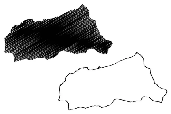 ジジェル県(アルジェリア人民民主共和国)地図ベクトルイラスト、落書きスケッチジジェルママ — ストックベクタ
