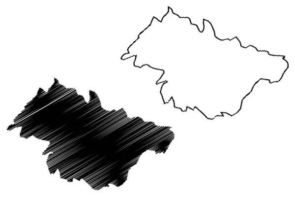 马斯卡拉省（阿尔及利亚省，阿尔及利亚人民民主共和国）地图矢量插图，涂鸦素描马斯卡拉马 — 图库矢量图片