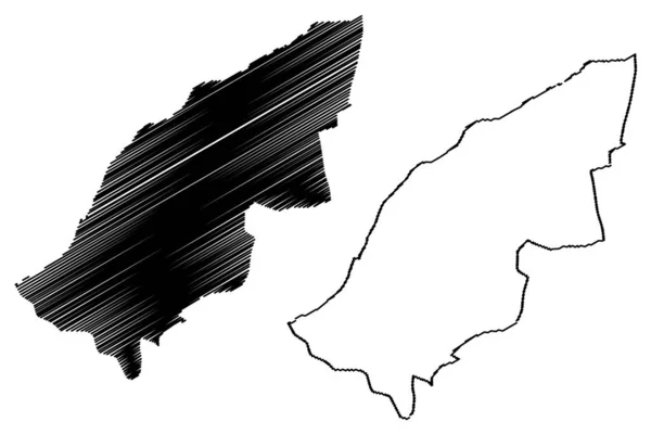 Mostaganem provinz (provinzen algerien, volksdemokratische republik algerien) kartenvektorillustration, kritzelskizze mostaganem ma — Stockvektor