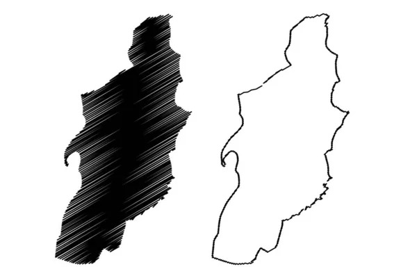 Tebessa Province (provincies van Algerije, volkeren Democratische Republiek Algerije) kaart vector illustratie, Krabbel schets Tebessa ma — Stockvector