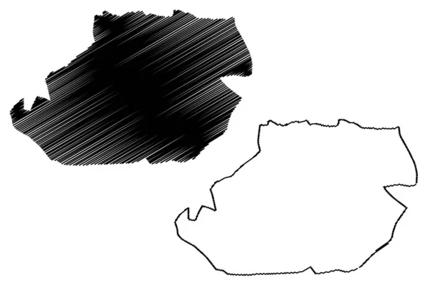 Província de Tizi Ouzou (Províncias da Argélia, República Democrática Popular da Argélia) mapa ilustração vetorial, esboço de rabiscos Tizi Ouzou ma —  Vetores de Stock