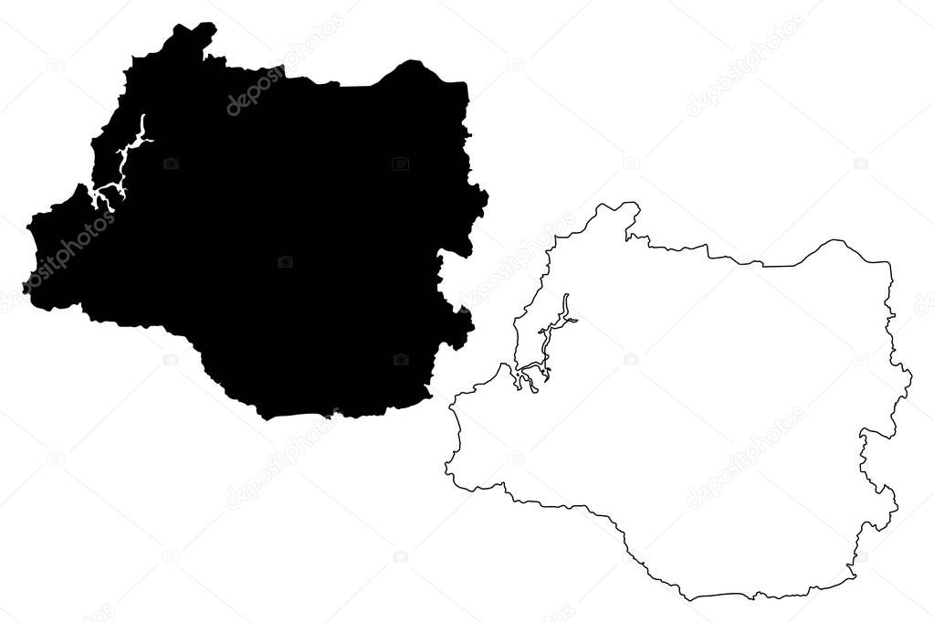 Los Rios Region (Republic of Chile, Administrative divisions of Chile) map vector illustration, scribble sketch Los Rios ma