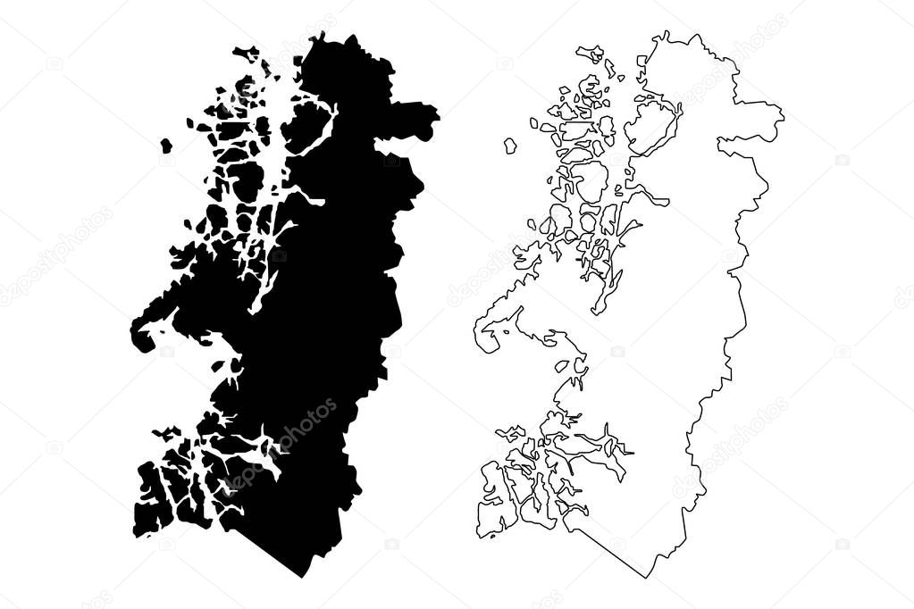 Aysen del General Carlos Ibanez del Campo Region (Republic of Chile, Administrative divisions of Chile) map vector illustration, scribble sketch Aysen or Aisen ma