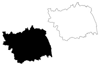 Bacau İlçesi (Romanya İdari bölümleri, Nord-Est kalkınma bölgesi) harita vektör illüstrasyon, karalama kroki Bacau ma
