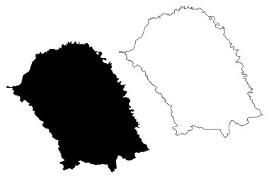 Botosani İlçesi (Romanya İdari bölümleri, Nord-Est kalkınma bölgesi) harita vektör illüstrasyon, karalama kroki Botosani ma