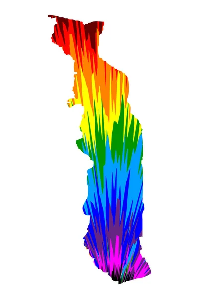Togo-Karta är utformad Rainbow abstrakt färgglada mönster, togolesiska Republiken karta gjord av färgexplosion, — Stock vektor