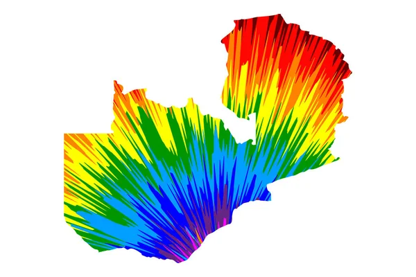 Zambia - mapa está diseñado arco iris patrón colorido abstracto, República de Zambia mapa hecho de explosión de color , — Archivo Imágenes Vectoriales