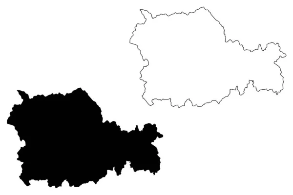 Neamt County (divisões administrativas da Roménia, região de desenvolvimento Nord-Est) mapa ilustração vetorial, esboço de rabiscos Neamt ma —  Vetores de Stock