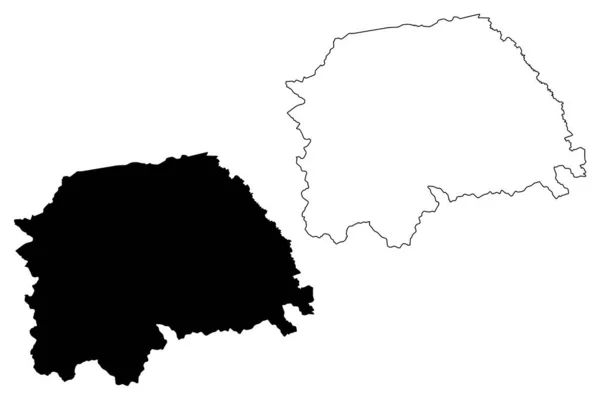 Condado de Suceava (divisiones administrativas de Rumania, región de desarrollo Nord-Est) mapa vector ilustración, garabato boceto Suceava ma — Vector de stock