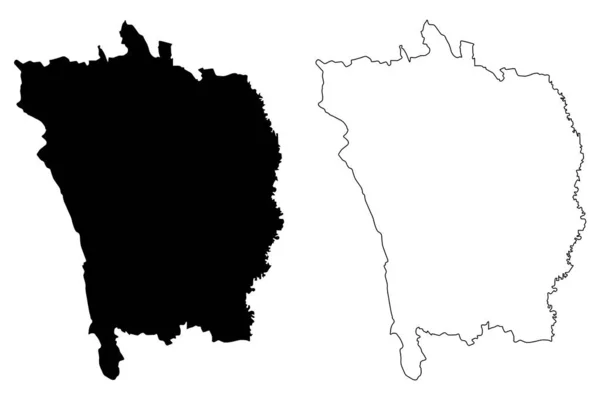 Condado de Vaslui (divisiones administrativas de Rumania, región de desarrollo Nord-Est) mapa vector ilustración, boceto garabato Vaslui ma — Archivo Imágenes Vectoriales